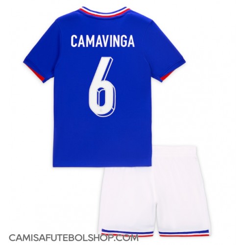 Camisa de time de futebol França Eduardo Camavinga #6 Replicas 1º Equipamento Infantil Europeu 2024 Manga Curta (+ Calças curtas)